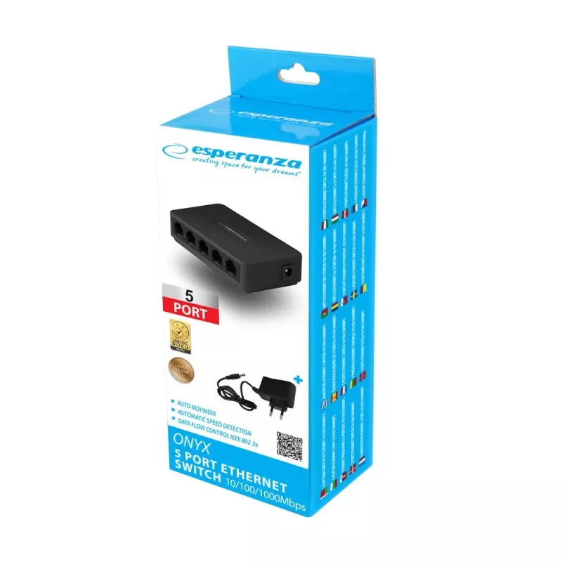 ESPERANZA 5-portový gigabitový switch 10/100/1000 ONYX ENS103