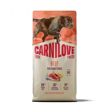 CARNILOVE TRUE FRESH suché krmivo pre psov s hovädzím pre dospelé psy všetkých plemien 12 kg