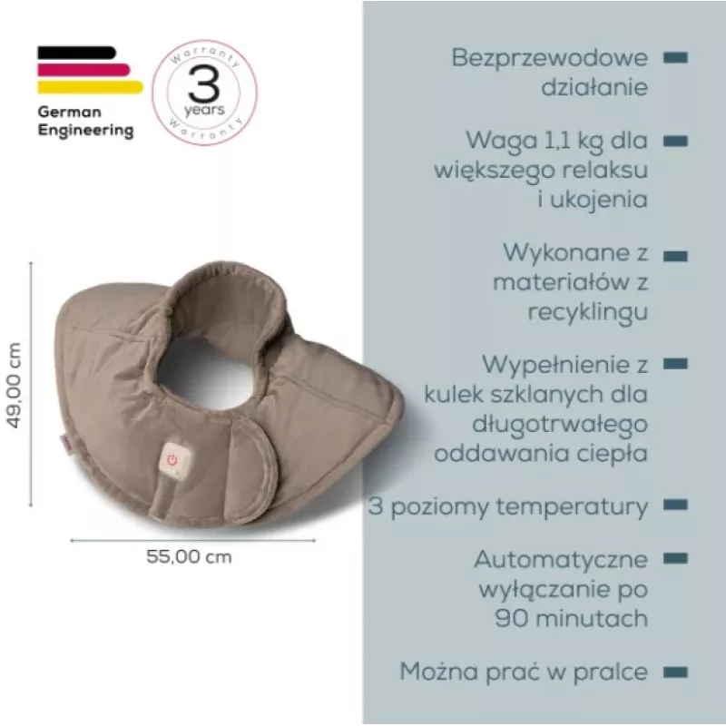 Beurer HK 165 Huggy vyhrievací vankúš Smokey Taupe