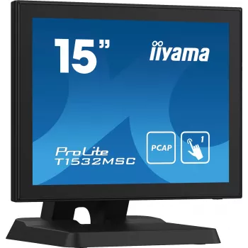 Iiyama ProLite T1532MSC-B5X 15 palcový projektívne-kapacitný dotykový LED monitor - 1024x768 XGA, 10-bodový, HDMI, DVI, VGA, USB, IP54 predná časť, 7H, reproduktory