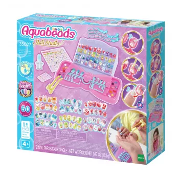 EPOCH Aquabeads Nail Studio štartovacia sada - vodou aktivovaná sada na nechtové umenie z korálok pre deti, viac ako 100 dizajnov, opakovane použiteľné nechty, bez lepidla, od 4 rokov