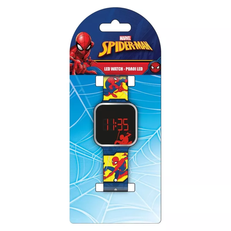 PULIO Spiderman LED digitálne detské hodinky - červeno-modré