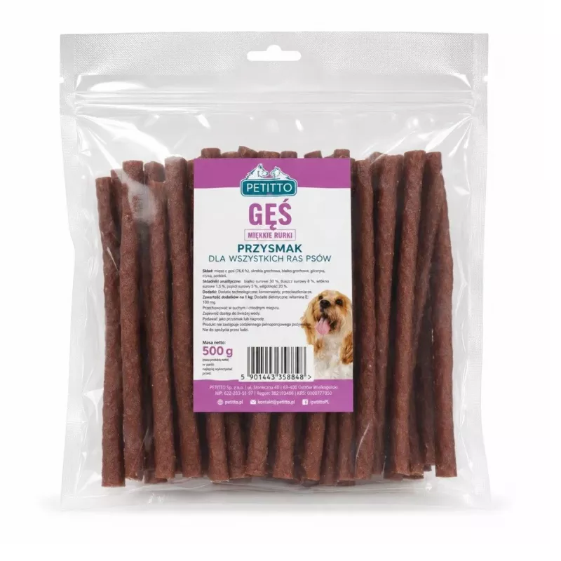 PETITTO jemné husacie pásiky psie maškrty 500 g