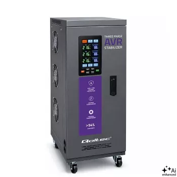 Qoltec trojfázový stabilizátor napätia AVR MULTIPROTECTION 10kVA ±3% servomotor 3F LCD Expert Line
