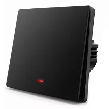 Qoltec 52722 Smart Wi-Fi svetelný spínač, 1-kanál, dotykový panel, časovač, Tuya/Smart Life, čierna