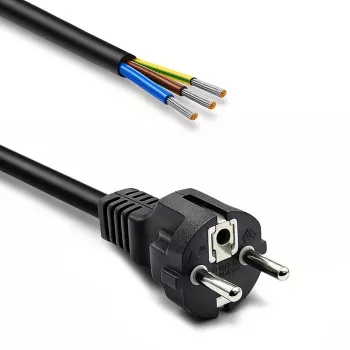 QOLTEC 54598 Schuko CEE 7/7 na odizolovaný a spájkovaný napájací kábel 3m H05VV-F 3x1,0mm² čierna