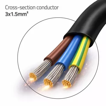 QOLTEC 54598 Schuko CEE 7/7 na odizolovaný a spájkovaný napájací kábel 3m H05VV-F 3x1,0mm² čierna