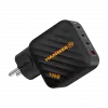 HAMMER RapidCharge 100W GaN napájací zdroj, 2x USB-C PD 100W + 1x USB-A QC 30W, čierny