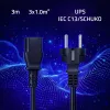 QOLTEC 54627 Schuko na IEC C13 napájací kábel 3m 3x1mm² čierny
