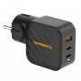 HAMMER RapidCharge 65W GaN napájací zdroj - 2x USB-C PD, 1x USB-A QC, čierny