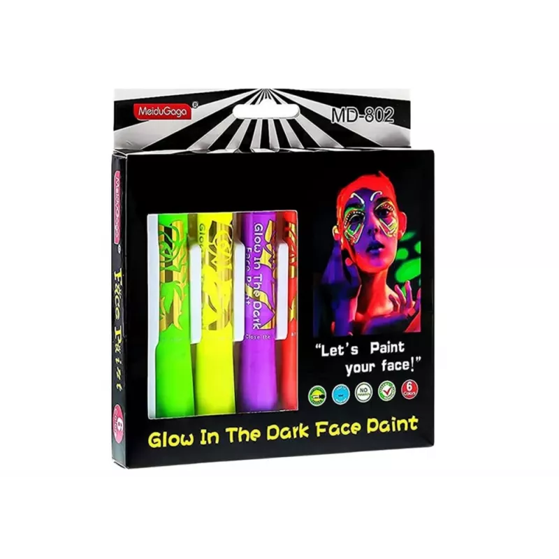 LEAN TOYS Sada na maľovanie na tvár neonové fluorescenčné fixky 6 ks