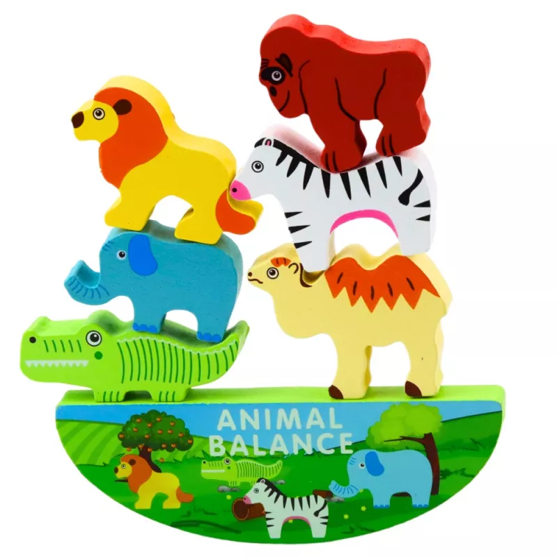 LEAN TOYS Balančné zvieratká drevená zručnostná hra 13-dielna