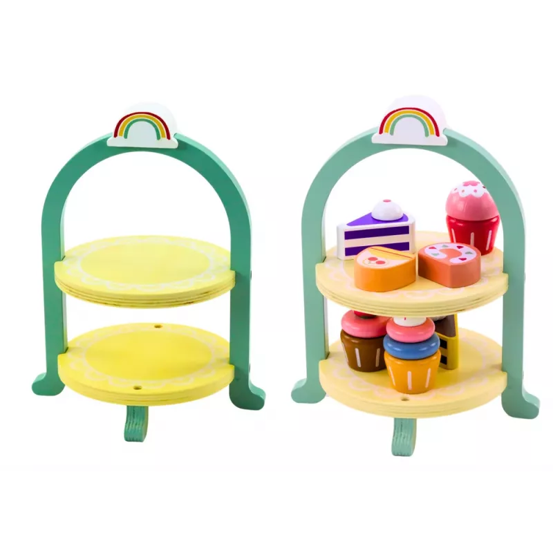 LEAN TOYS sada sladkostí torta cupcakes drevený stojan