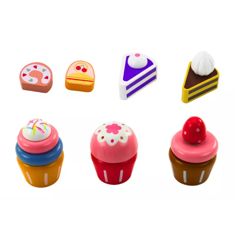 LEAN TOYS sada sladkostí torta cupcakes drevený stojan