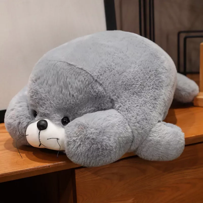 LEAN TOYS plyšový maskot plyšová hračka veľká sivá tuleň 29cm