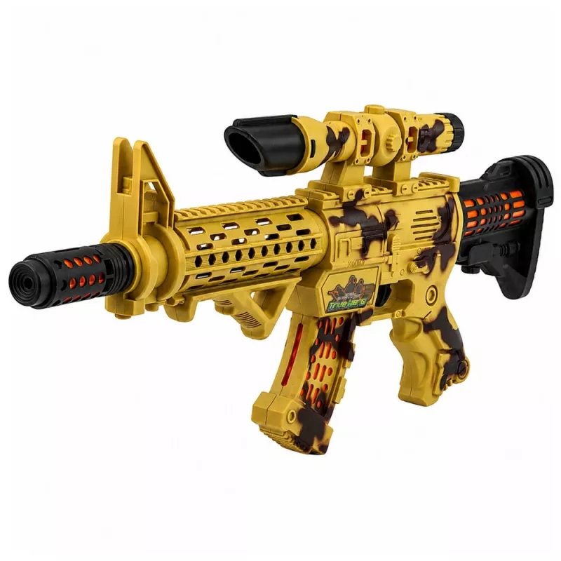 LEAN TOYS hračkárska puška maskovanie puškohľad pohyblivý tlmič svetlo a zvuk 54 cm