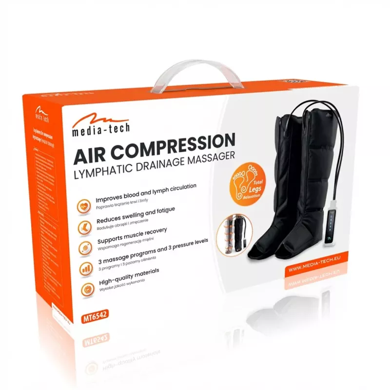MEDIA-TECH MT6542 Air Compression Lymfatický drenážny masážny prístroj s nastaviteľným tlakom a 3 programami