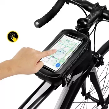 WILDMAN Bike Holder Case M E2 1L čierna - Taška na riadidlá pre smartfón, odolná proti striekajúcej vode, kompatibilná s dotykovou obrazovkou, 1L úložný priestor