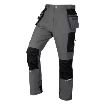 NEO TOOLS Mix&Match 4-way stretch pracovné nohavice s Cordura výstuhou, sivá-čierna, XXL