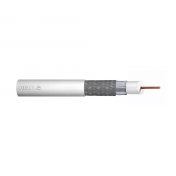 DIGITUS RG-6 koaxiálny kábel, 1,05 mm meď, 75 Ohm, dvojité tienenie (2x fólia + 77% opletenie), Eca, PVC plášť, 305 m, biely