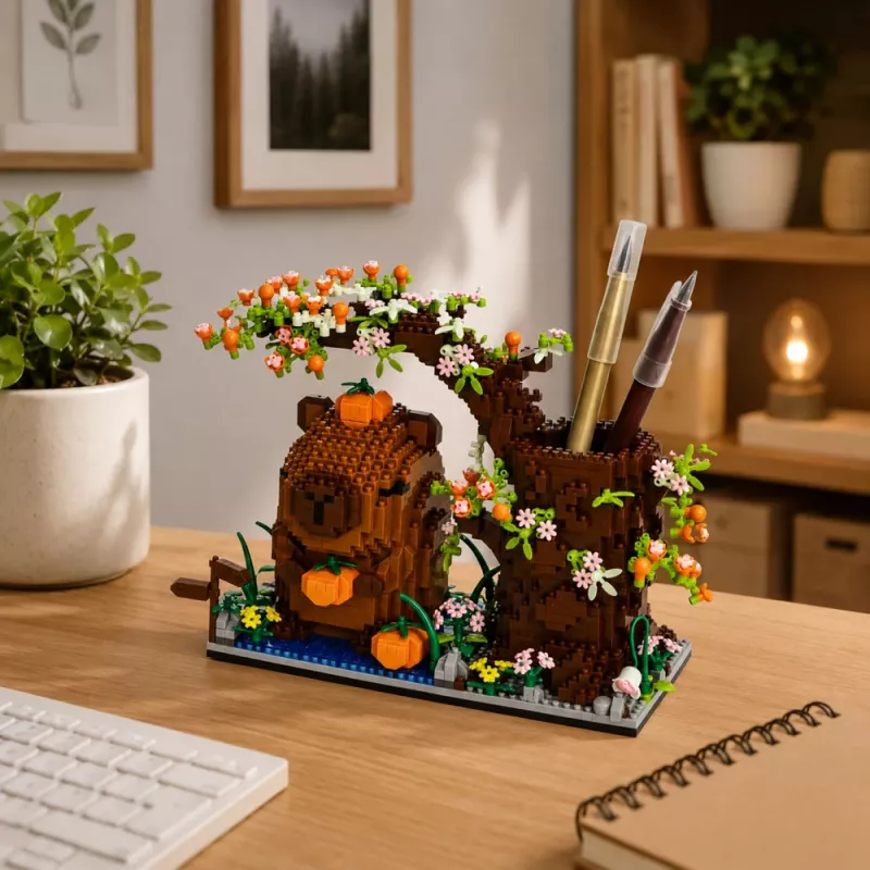 LEAN TOYS Capybara Stavebné kocky strom stojan na ceruzky 1800 dielov
