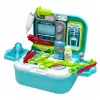 LEAN TOYS 2-in-1 lekárska súprava v kufríku, prenosná ordinácia, doplnky, modrá