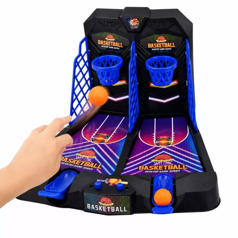 LEAN TOYS Mini stolný basketbal dvojhra zručnosti pre 2 hráčov s počítadlom bodov