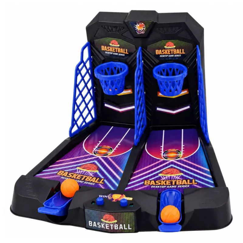 LEAN TOYS Mini stolný basketbal dvojhra zručnosti pre 2 hráčov s počítadlom bodov