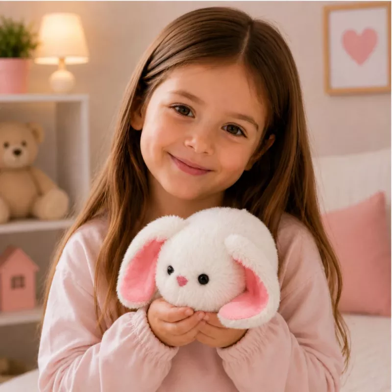 LEAN TOYS Plyšový zajac s dlhými ušami, biely, 16 cm