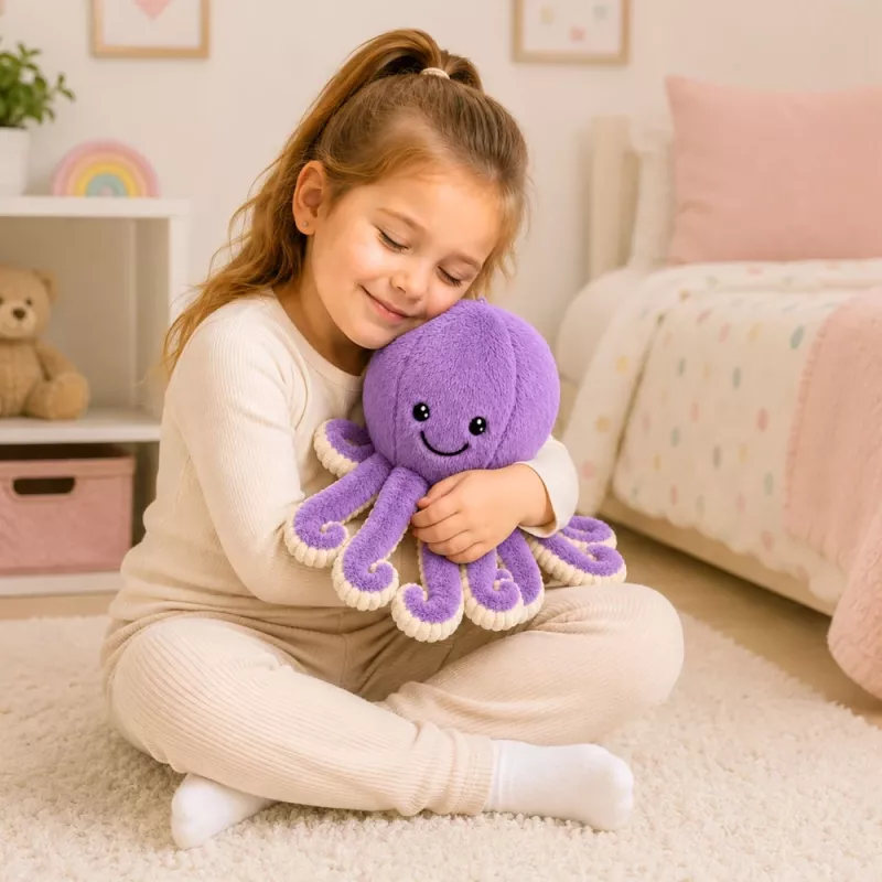 LEAN TOYS Plyšová chobotnica plyšová hračka s elastickými chápadlami fialová 30 cm
