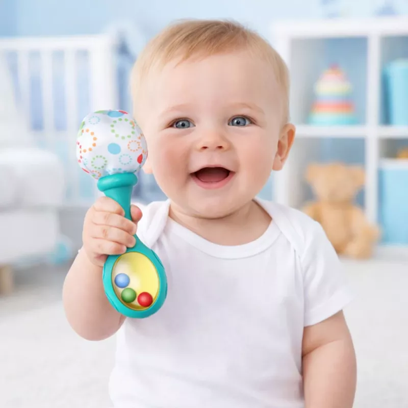 LEAN TOYS Sada hrkálok s mäkkou loptou – žltá a zelená, 2 diely