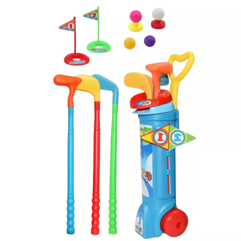 LEAN TOYS Golfová sada s vozíkom, palicami, poľná športová hra, 20-dielna