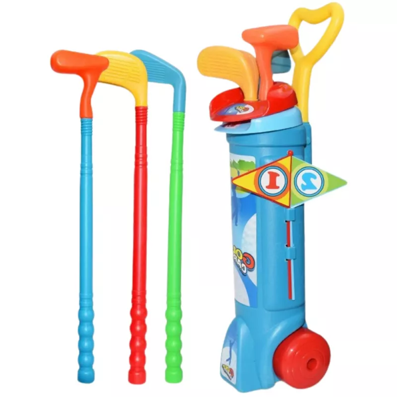 LEAN TOYS Golfová sada s vozíkom, palicami, poľná športová hra, 20-dielna