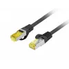 LANBERG Cat.6A S/FTP LSZH patch kábel 20 m čierny – 10GbE, Fluke Passed, 26AWG čistá meď