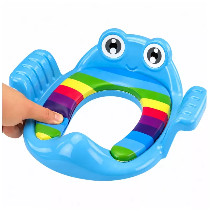 LEAN TOYS Nástavec na detskú toaletnú dosku, mäkké sedenie s držadlami, modré