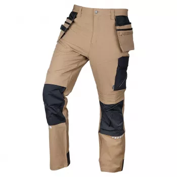 NEO TOOLS Mix&Match pracovné nohavice, 4-smorový streč, Cordura vystužené, béžová/čierna, veľkosť XS