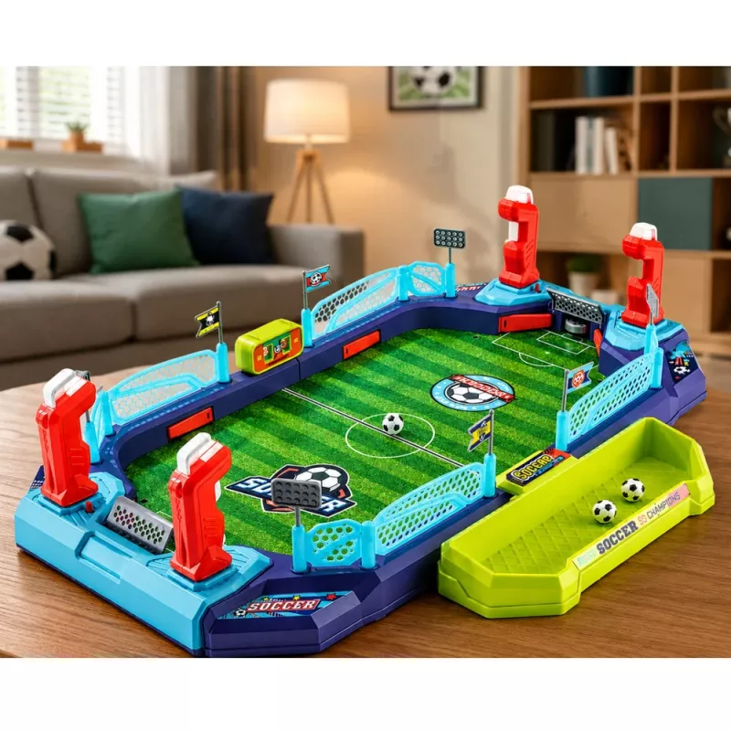LEAN TOYS 2-in-1 stolný futbal a air hockey hra pre 2 hráčov