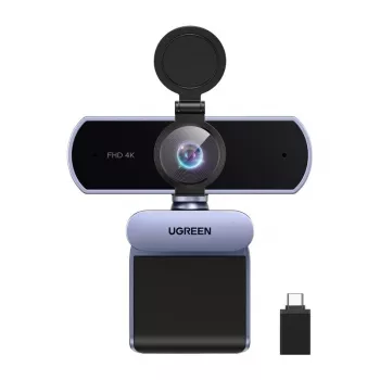 UGREEN FineCam Lite 4K UHD webkamera s 4-mikrofónovým poľom, Privacy-Shutter, nastaviteľným zorným poľom, Auto-Framing, HDR, USB-C, sivá