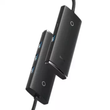 Baseus Lite Series 4-port USB 3.0 hub - 5Gbps, bus-powered, čierny (WKQX030101)
