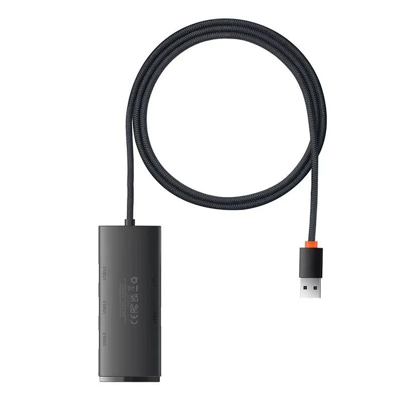 Baseus Lite Series 4-port USB 3.0 hub - 5Gbps, bus-powered, čierny (WKQX030101)