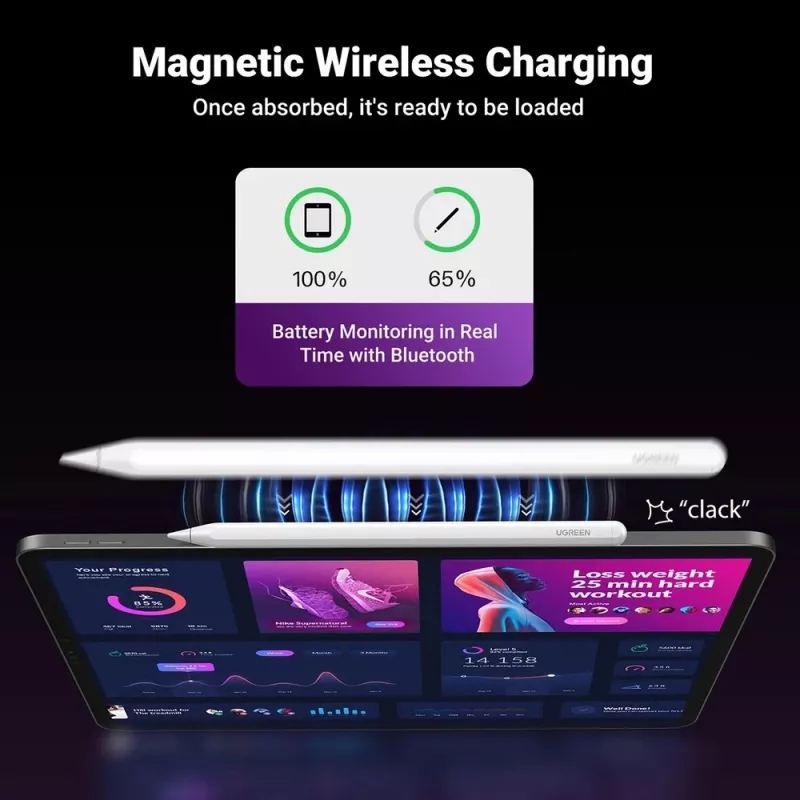 UGREEN LP653 Stylus pero pre Apple iPad s bezdrôtovým nabíjaním, biele