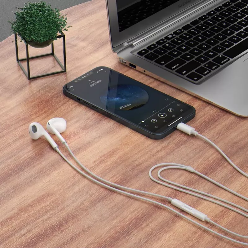DUDAO X14ProT in-ear slúchadlá s USB-C konektorom, 1,2 m kábel, biela