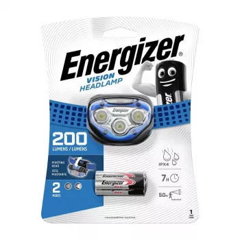 Energizer 326243 LED čelová lampa, 200 lúmenov, IPX4 ochrana proti striekajúcej vode, 3 AAA batérie v balení, čierna