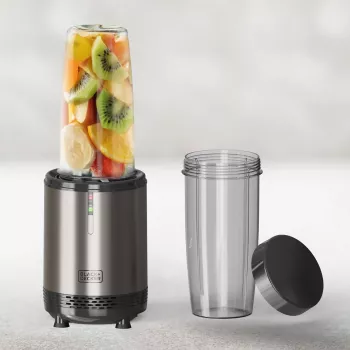BLACK+DECKER ES9120160B osobný mixér 1000W s 2x 600ml Tritan fľašami a cestovnými viečkami