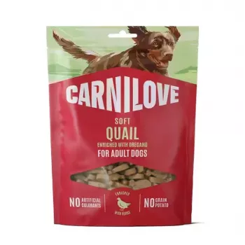 CARNILOVE Dog SOFT snack prepelica s oreganom 200 g - bezobilné mäkké maškrty pre dospelé psy
