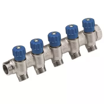 Caleffi 5R Series termostatický zmiešavací ventil 3/4 palca NPT vstup x 1/2 palca NPT výstup, bezolovnatá mosadz, ASSE 1017