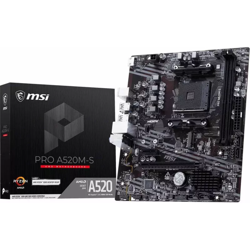 Základná doska MSI PRO A520M-S AM4 Micro-ATX, AMD A520, DDR4, HDMI, Gigabit LAN