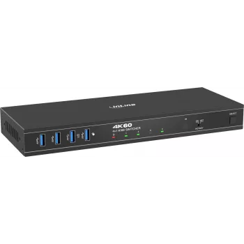 InLine® KVM prepínač, 4x1, DP 4K/60Hz, USB 3.2 Hub (57885J)