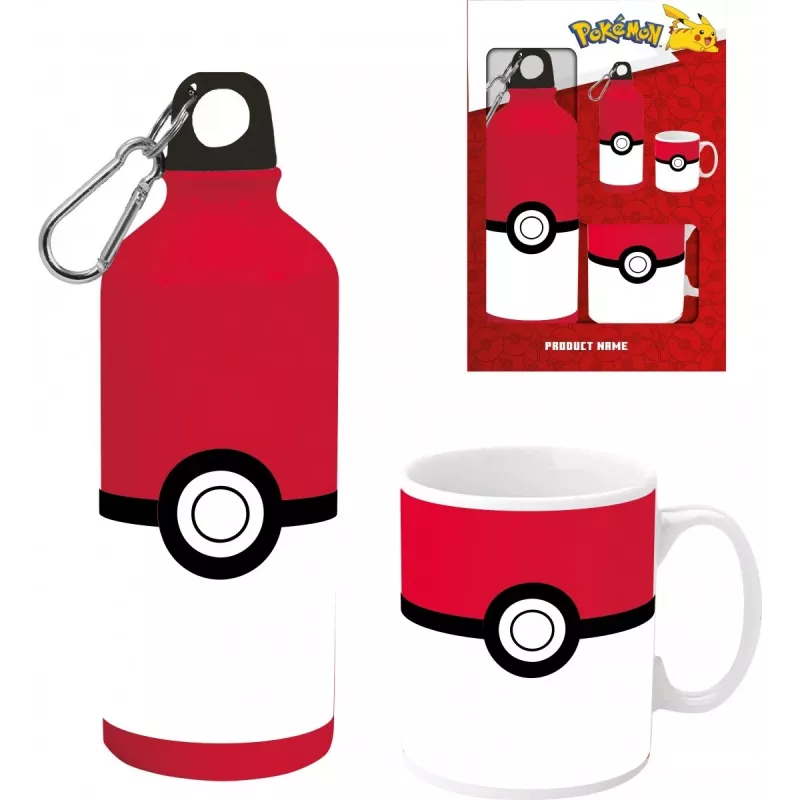 Pokemon hliníková fľaša 500ml so sadou keramickej hrnčekovej