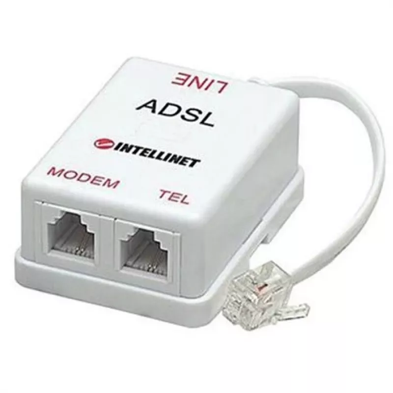 Intellinet ADSL splitter/filter RJ11 konektor samec na 2x RJ11 konektor samica, biely
